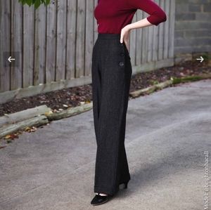 High-waisted Charcoal Wool Trousers